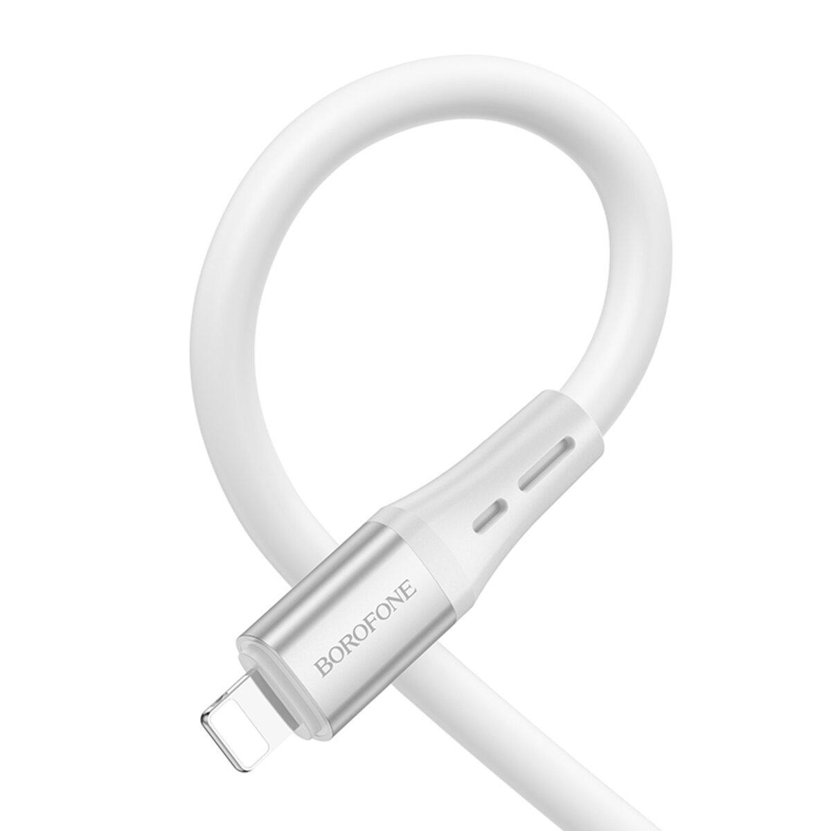 Кабель Borofone BX88 Solid silicone charging data cable for Lightning White (BX88LW) - фото 3 Кабель Borofone BX88 Solid silicone charging data cable for Lightning White (BX88LW) - фото 3