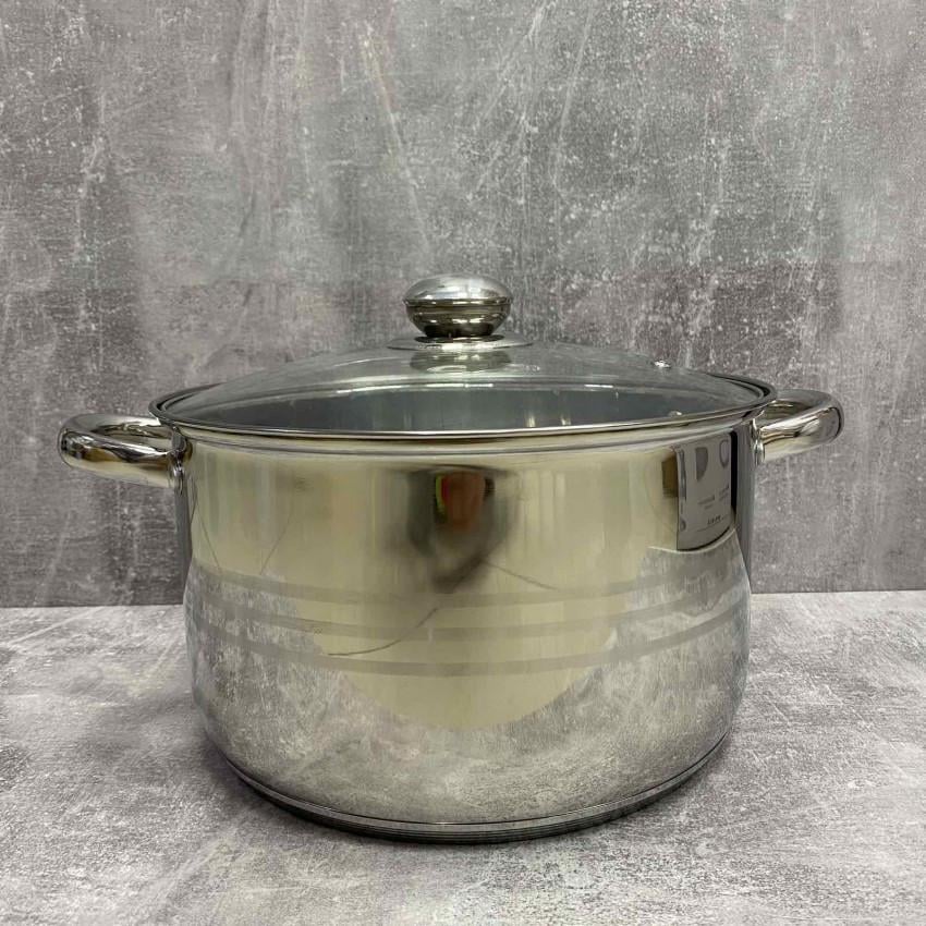 Каструля з скляною кришкою A-Plus 2170 з нержавіючої сталі 8,2 л (1922165163) - фото 3 Каструля з скляною кришкою A-Plus 2170 з нержавіючої сталі 8,2 л (1922165163) - фото 3