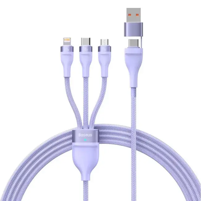 Кабель BASEUS Flash Series II 3в2Cable USB/Type-C to MicroUSB/Lightning/Type-C CASS030105 100W 1,2 м Purple