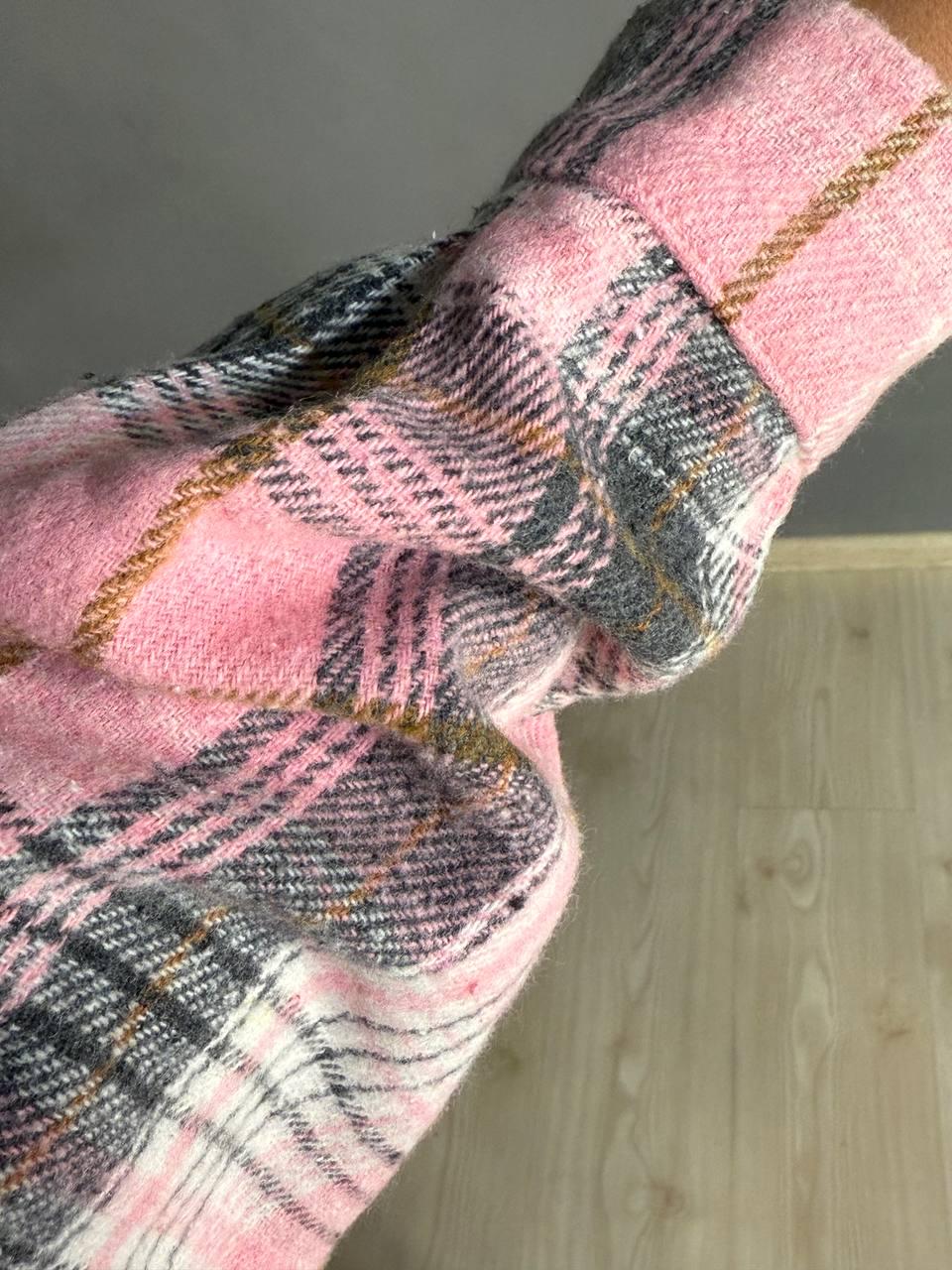 Сорочка жіноча YZY 223 картата оверсайз тепла байка OS Рожевий (5401) - фото 5 Сорочка жіноча YZY 223 картата оверсайз тепла байка OS Рожевий (5401) - фото 5