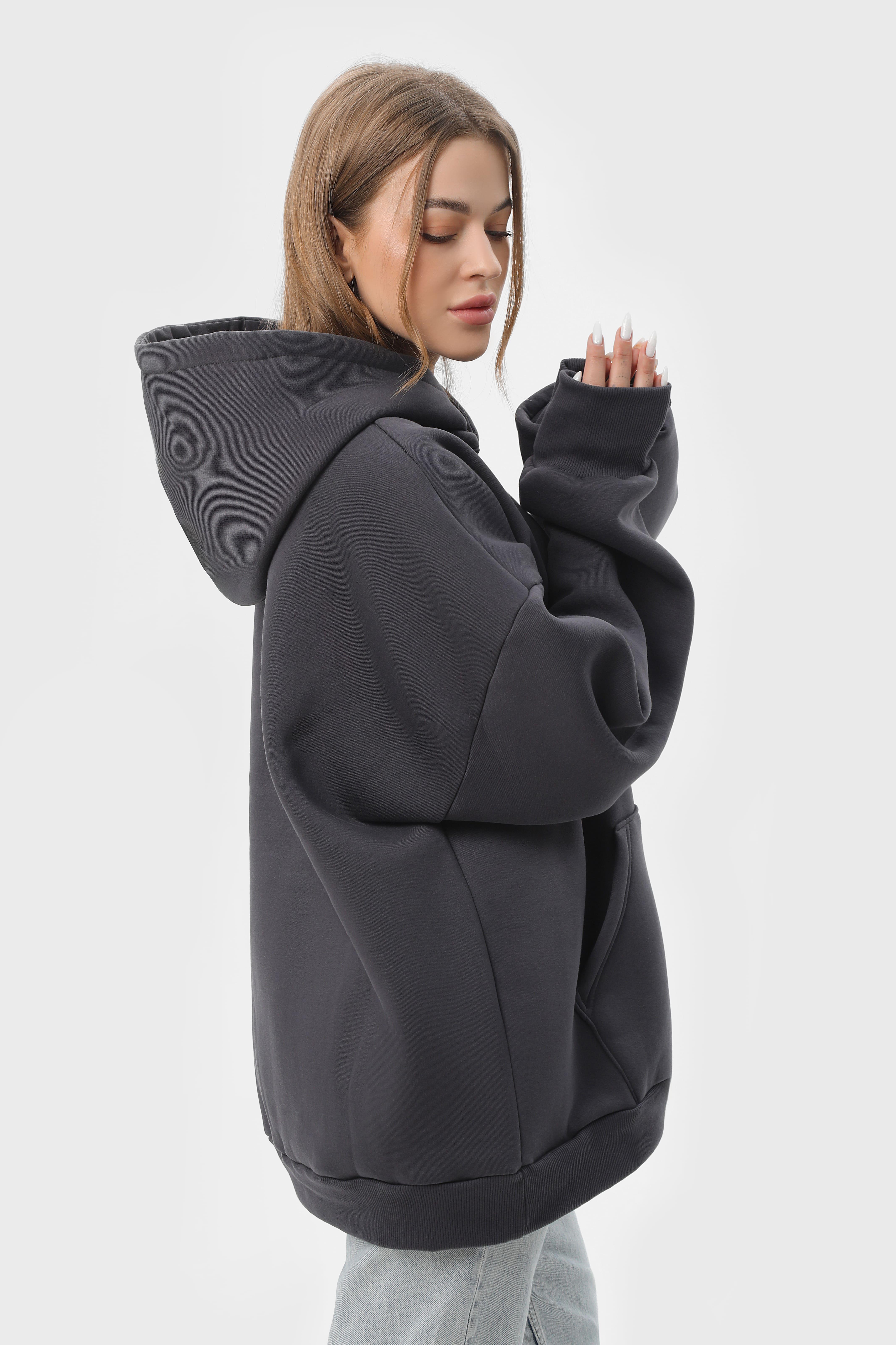 Худі оверсайз утеплене Ray Oversize U0404 UNISEX 2XS/XS Темно-сірий - фото 6