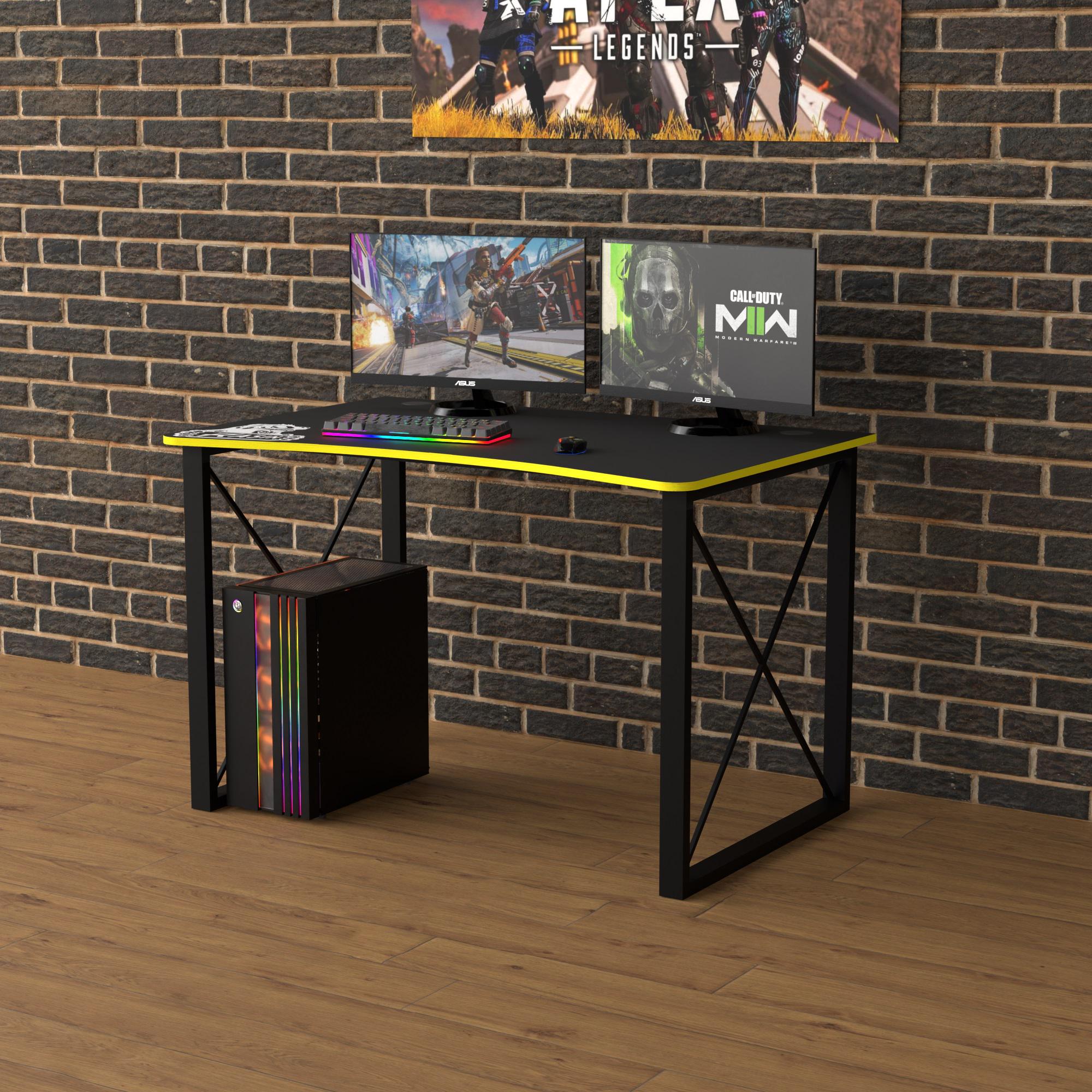 Геймерський стіл Тіса-меблі Rasin LOFT-14 120х80х75 см Чорний/Жовтий