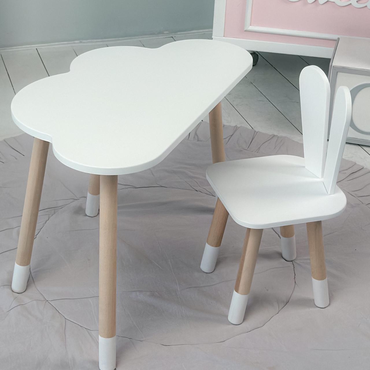 Столик дитячий хмарка і стільчик зайчик Білий