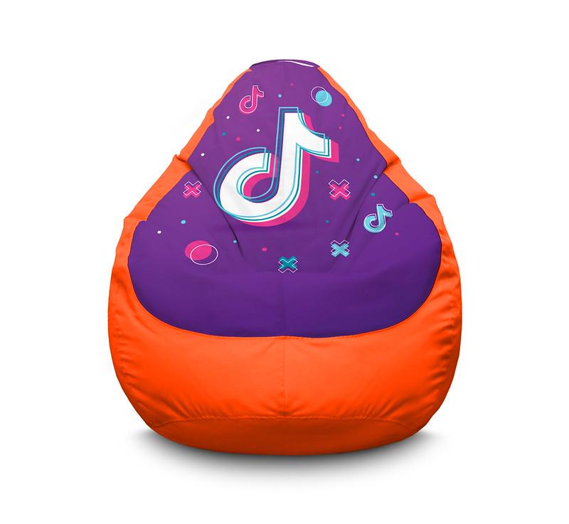 Кресло мешок iPuff Tik Tok Big logo Orange Оксфорд XXL 90х125 см Оранжевый