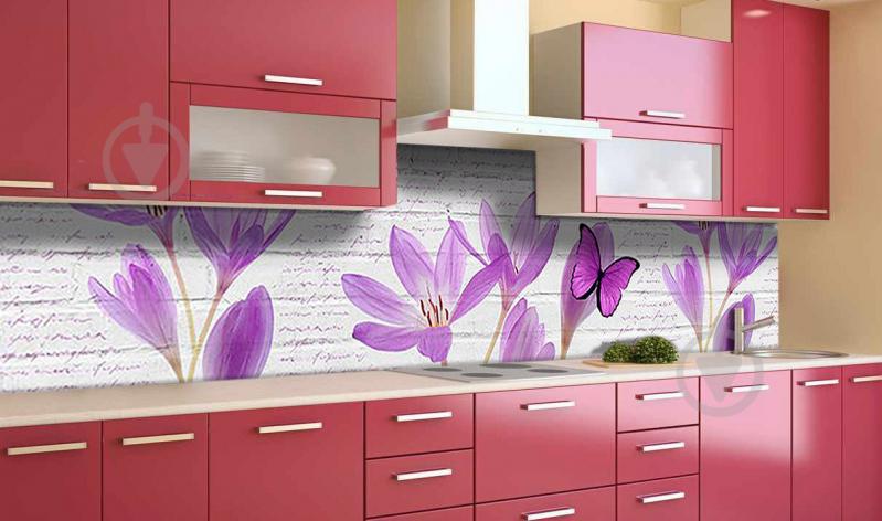 Наклейка виниловая кухонный фартук Zatarga "Крокусы Бабочка" 650х2500 мм