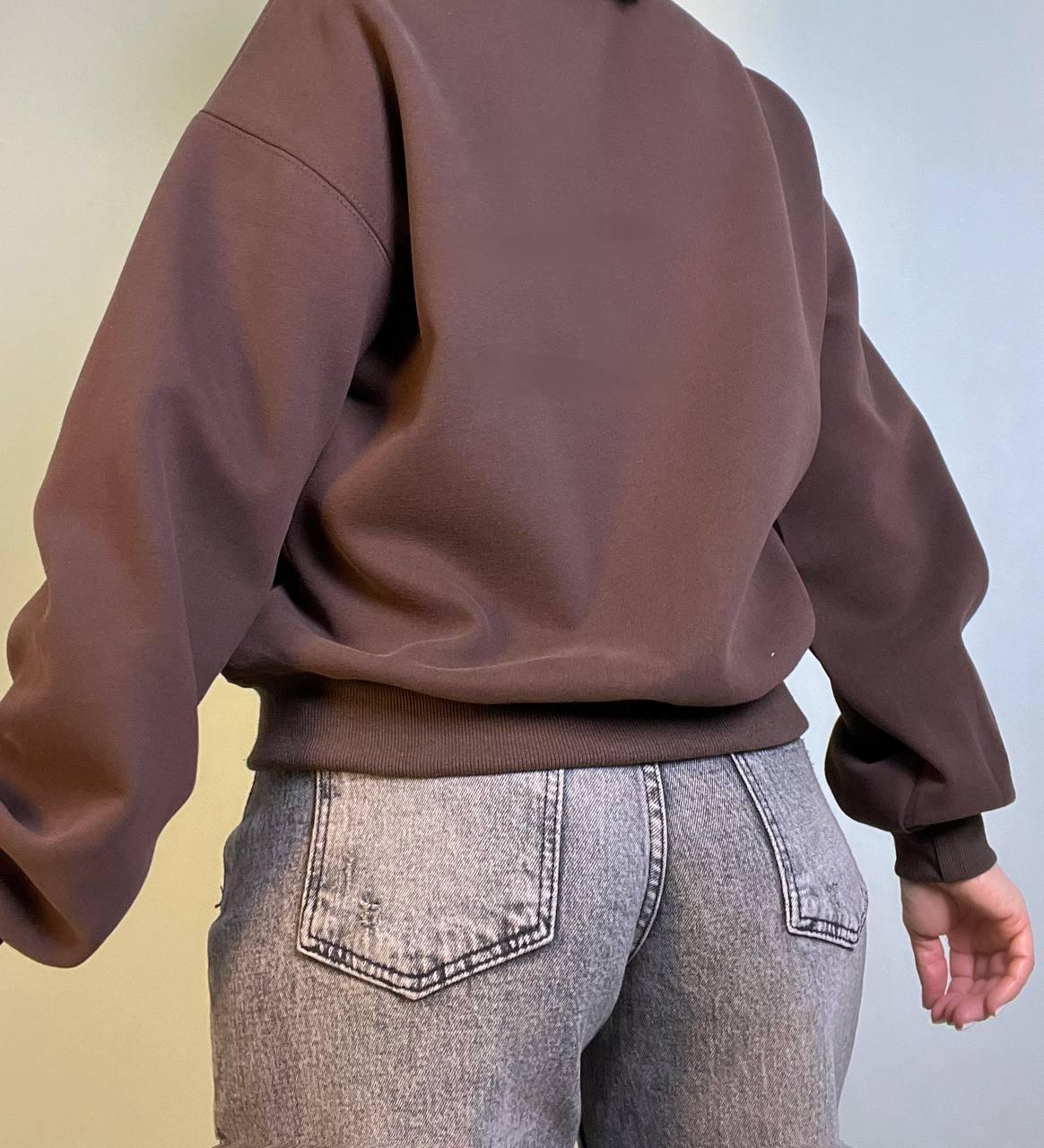 Свитшот женский A-N 25057 с рисунком мишкой впереди средней длины комфорт OS Шоколадный (3341) - фото 8 Свитшот женский A-N 25057 с рисунком мишкой впереди средней длины комфорт OS Шоколадный (3341) - фото 8