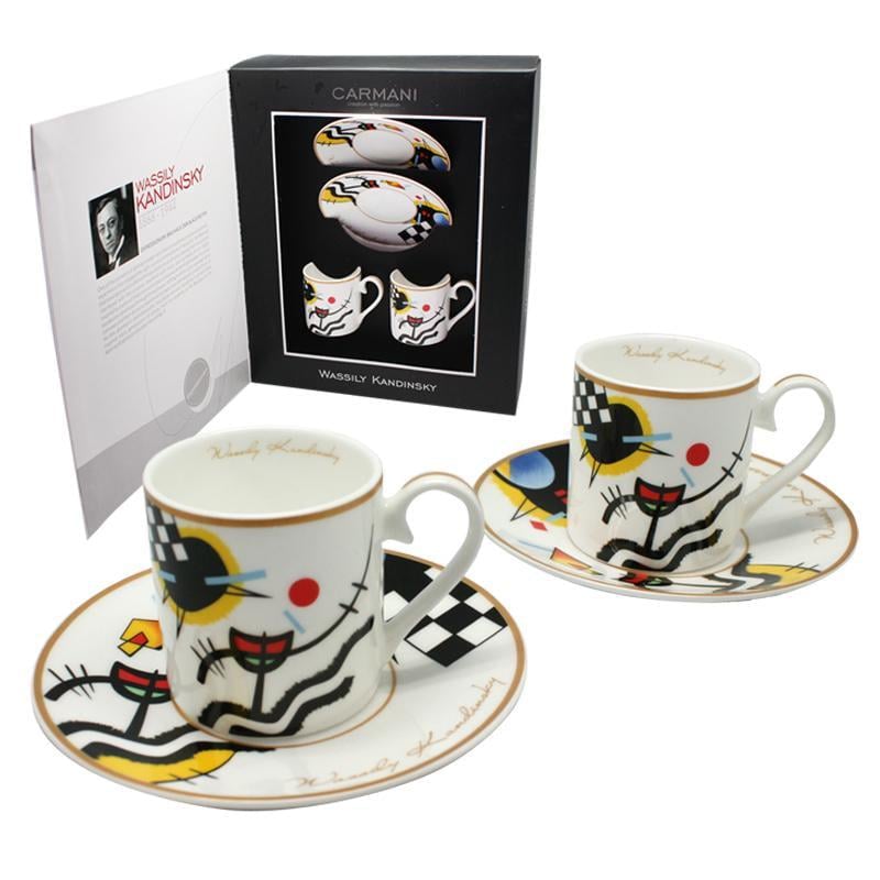 Набор кофейный Carmani В. Кандинский Контрастные звуки 2 чашки на 120 мл с блюдцами (046-0107) Набор кофейный Carmani В. Кандинский Контрастные звуки 2 чашки на 120 мл с блюдцами (046-0107)