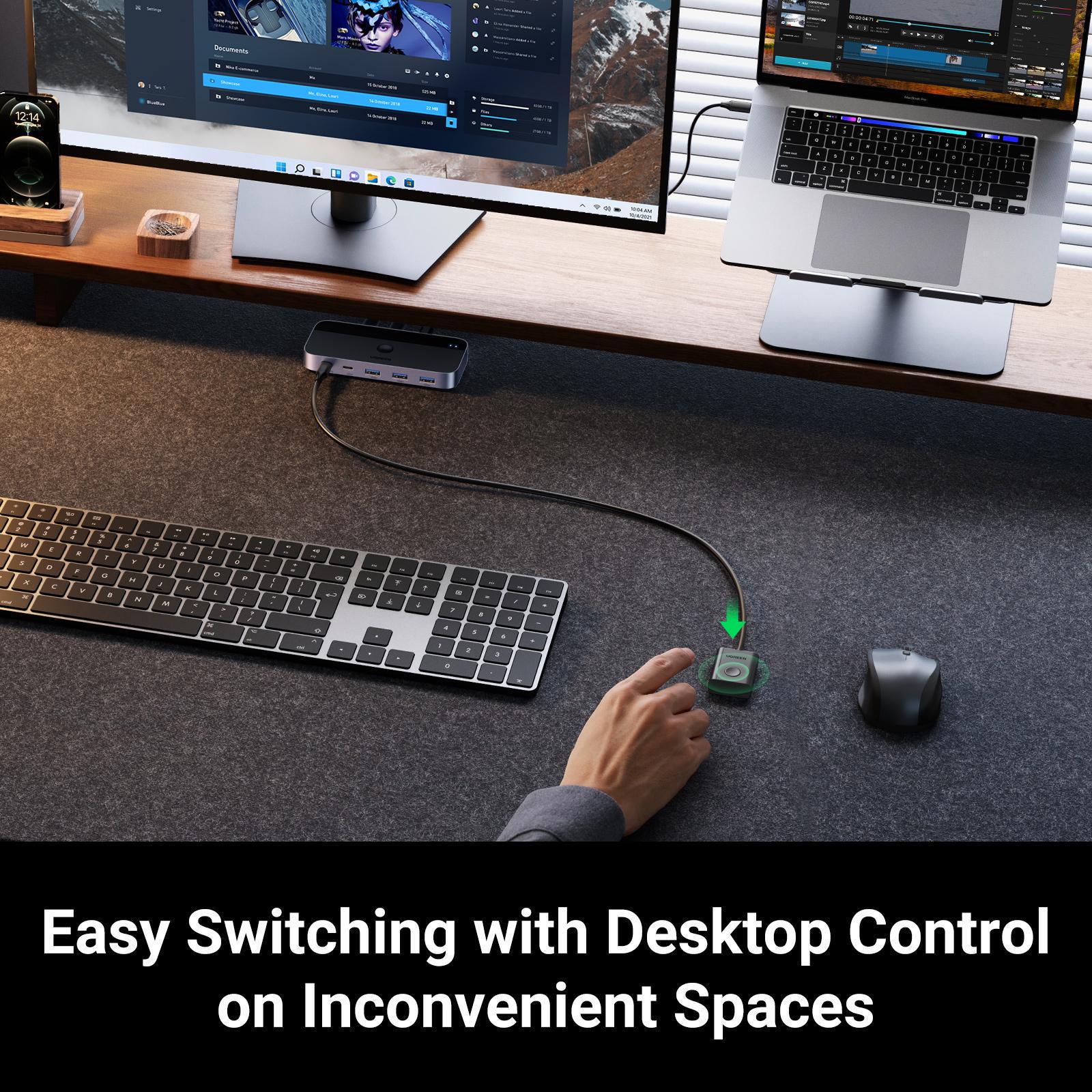 Перемикач KVM UGREEN 3x USB 3.0/5 Гбіт/с Type-C/5 Гбіт/с з пультом Чорний (15705) - фото 9 Перемикач KVM UGREEN 3x USB 3.0/5 Гбіт/с Type-C/5 Гбіт/с з пультом Чорний (15705) - фото 9