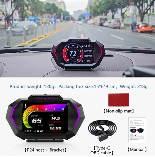 Бортовой компьютер HUD P24 GPS-спидометр OBD2 - фото 8 Бортовой компьютер HUD P24 GPS-спидометр OBD2 - фото 8