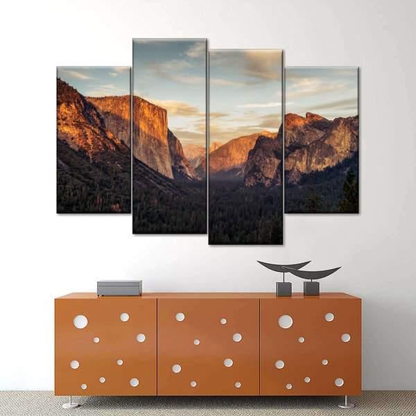 Модульная картина KIL Art Горы на рассвете из четырех частей 129x90 см (M4_L_228)