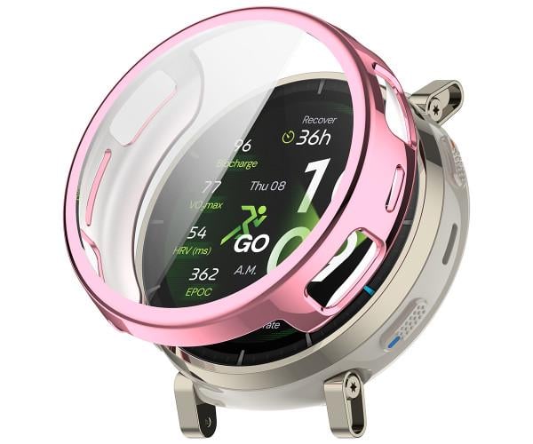 Чехол силиконовый для Amazfit Active 3 Premium с защитой на экран Розовый