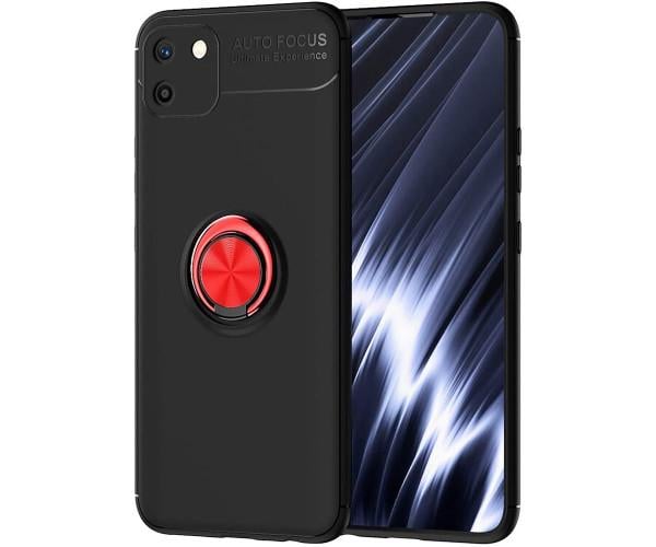 Чехол Auto Focus C-KU 360 Rotating Ring для Realme C11 Черный с красным Чехол Auto Focus C-KU 360 Rotating Ring для Realme C11 Черный с красным
