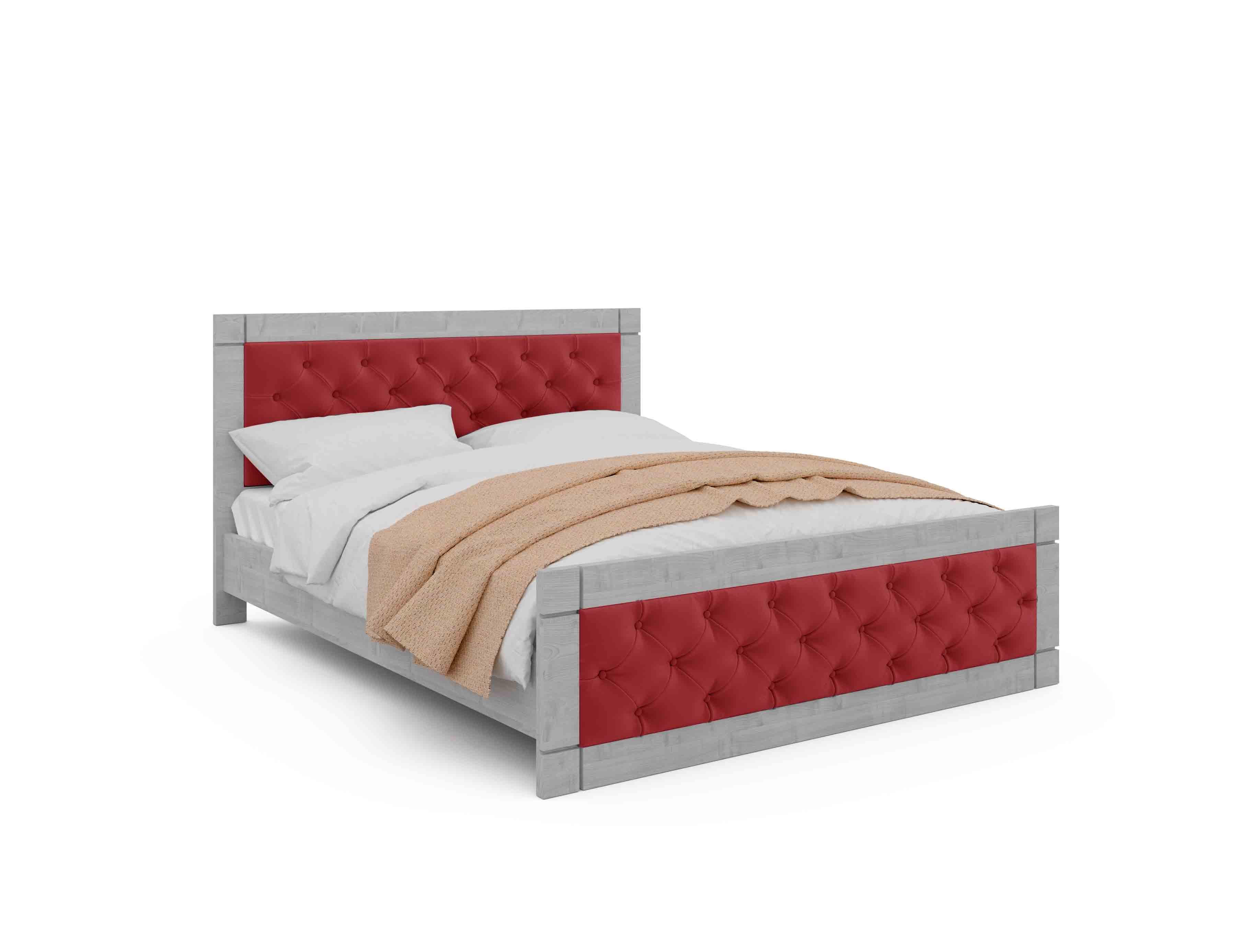 Кровать двуспальная Viorina-Deko Natali 160х200 см с мягким изголовьем ЛДСП Белое дерево/Красный