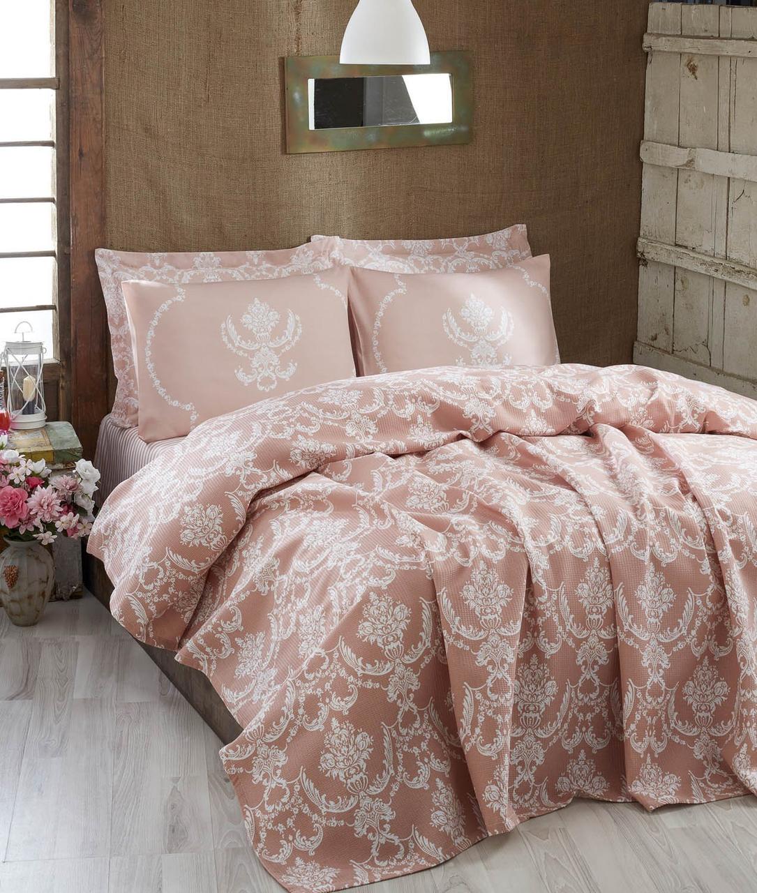 Покрывало пике Eponj Home Pure pudra mega king 260х230 см Пудровый (svt-2000022297592)