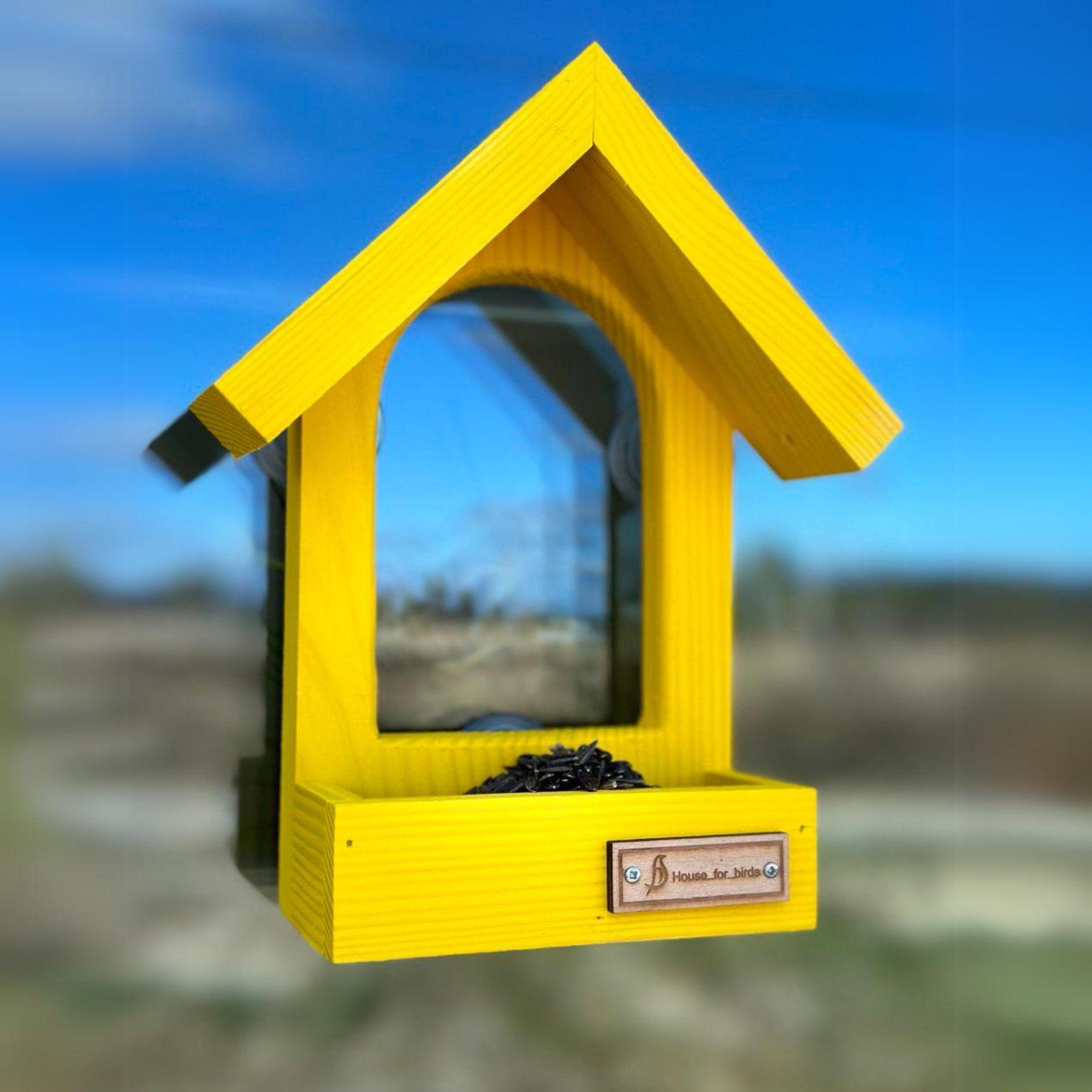 Годівниця для птахів на вікно House for birds Балкон Жовтий - фото 1 Годівниця для птахів на вікно House for birds Балкон Жовтий - фото 1
