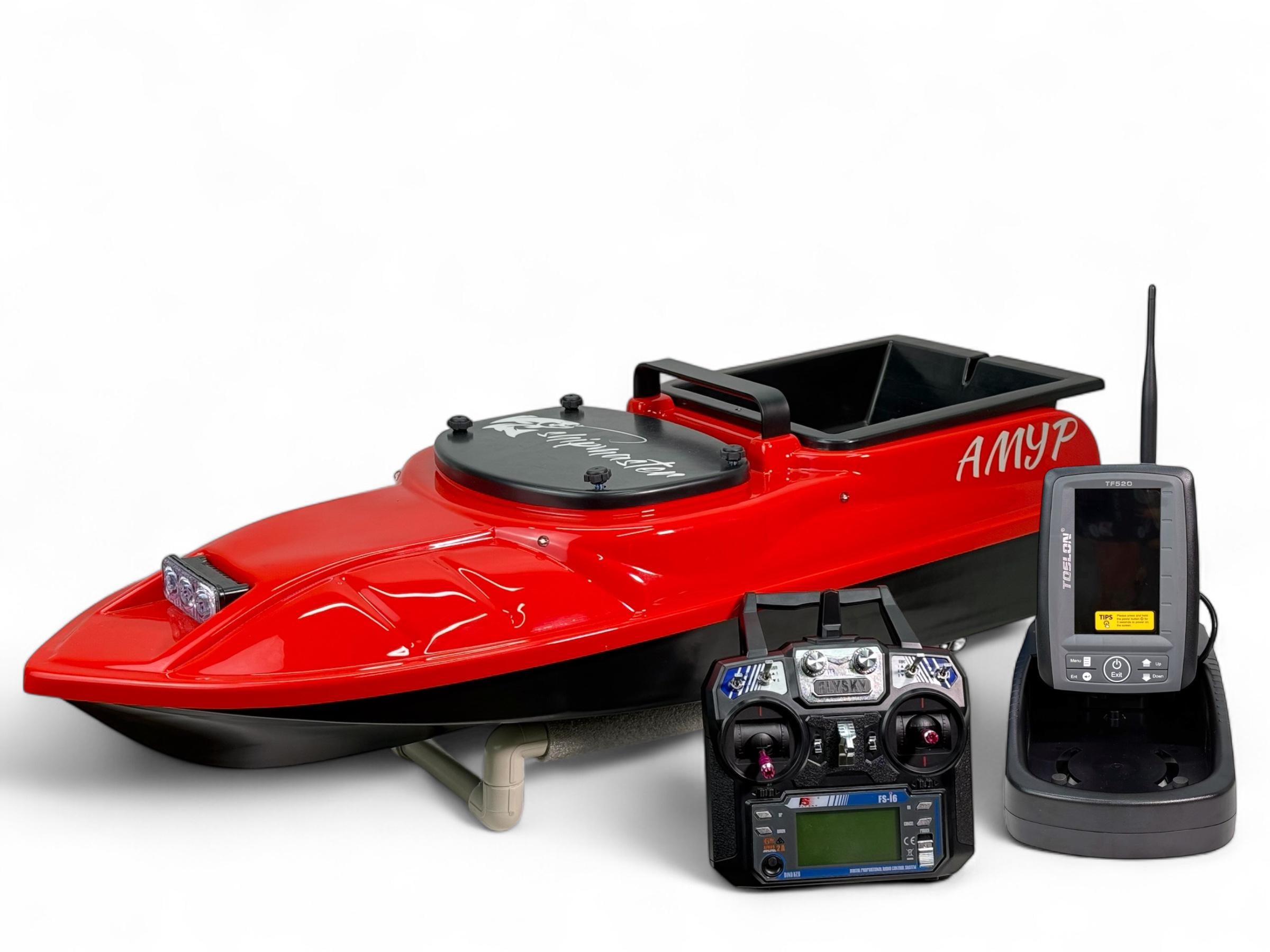 Карповый кораблик Shipmaster "Амур" автопилот GPS c эхолотом Toslon TF 520 Красный