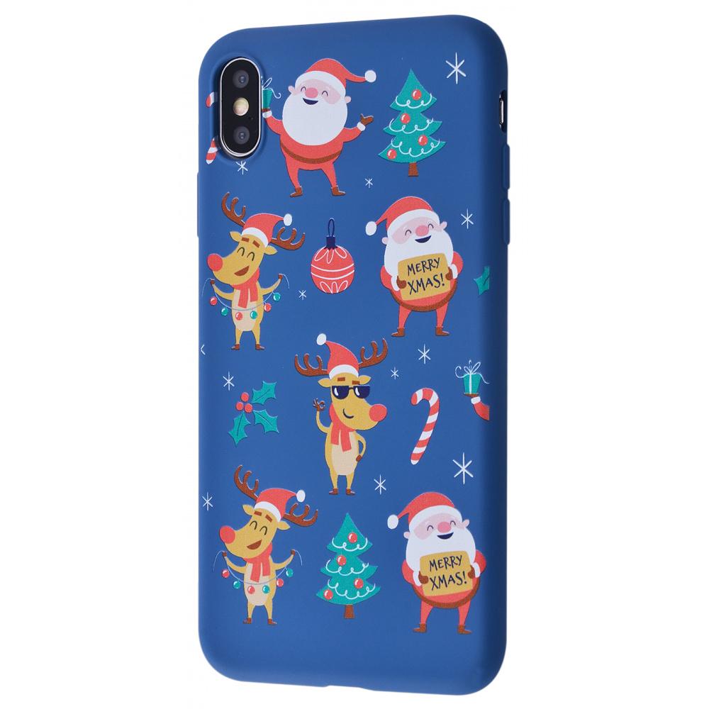 Чехол WAVE Fancy case TPU для iPhone XS Max Santa Claus And Deer/Dark Blue с рисункоминий с рисунком