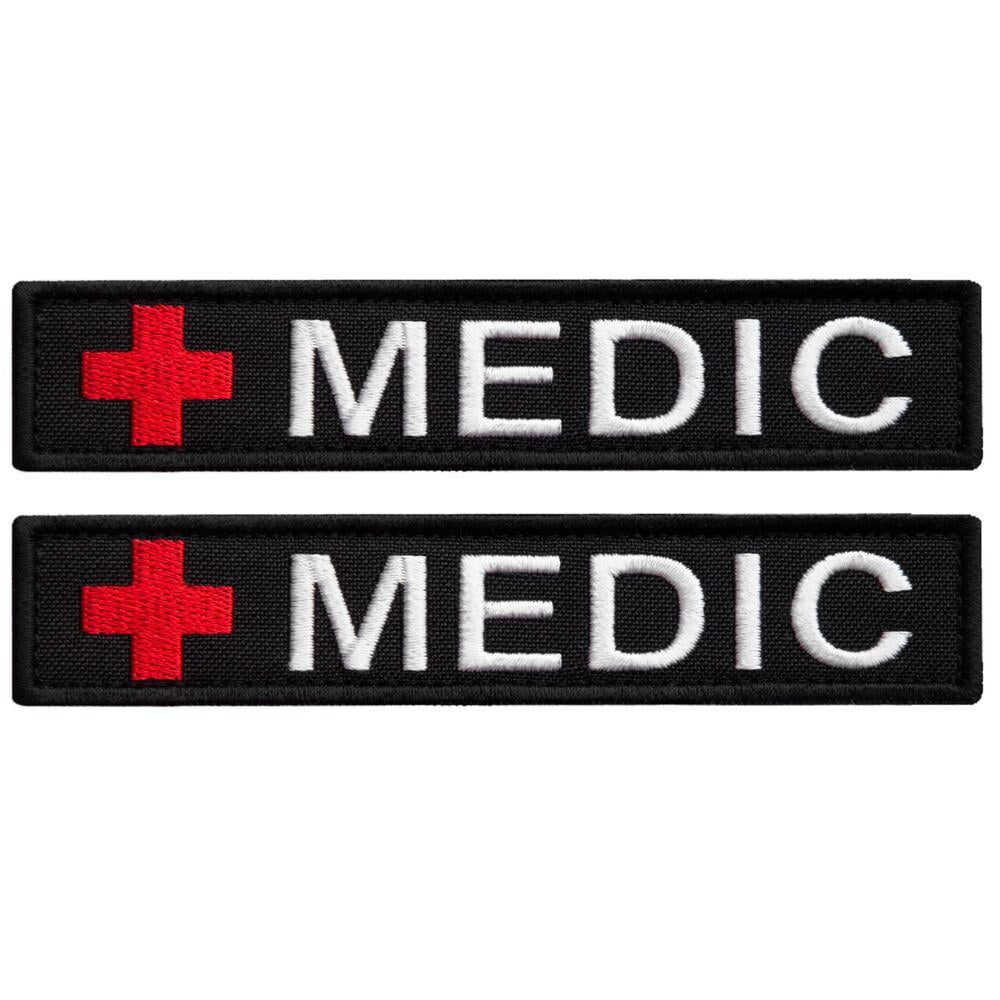 Набор шевронов на липучке MEDIC планка 2,5х12 см 2 шт. Черный (25519)