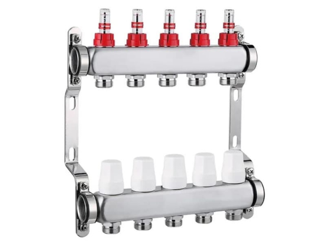Коллектор с расходомерами Aqua-World 1"Х3/4 на 8 выходов нержавейка