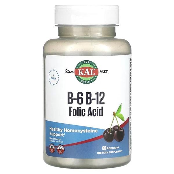 Комплекс В KAL B6 B12 Folic acid 60 Lozenges Black Cherry (000023523)