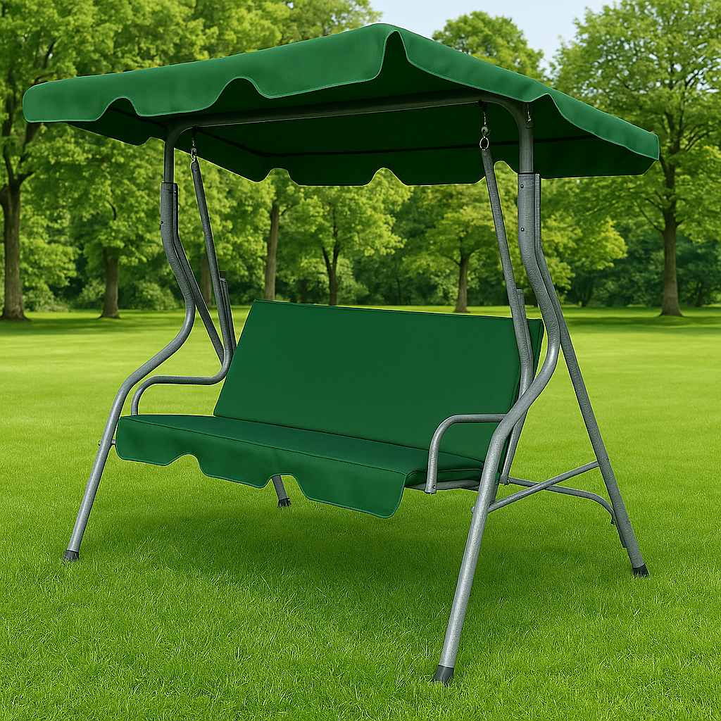 Садовая качель с подушками LEOBRO Relax 176х168х114 см до 200 кг с регулируемым козырьком Зеленый Green (leo-140672)