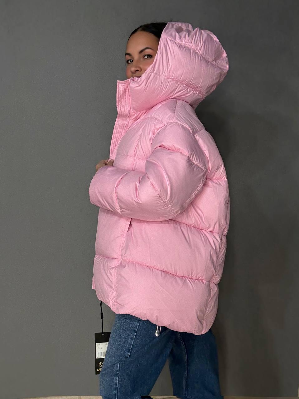 Куртка жіноча LADY YEP 10036 парка пуфер оверсайз з капюшоном р. 42 Рожевий (5577) - фото 7