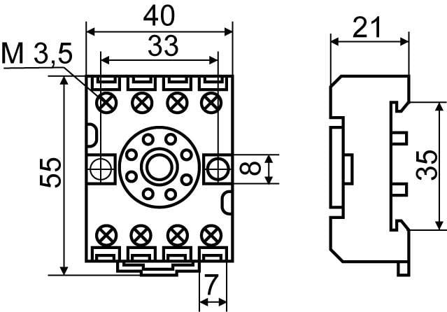 Колодка для промежуточного реле АСКО PF083A-E 10А 2к 220V AC МК2P (A0090020001) - фото 3