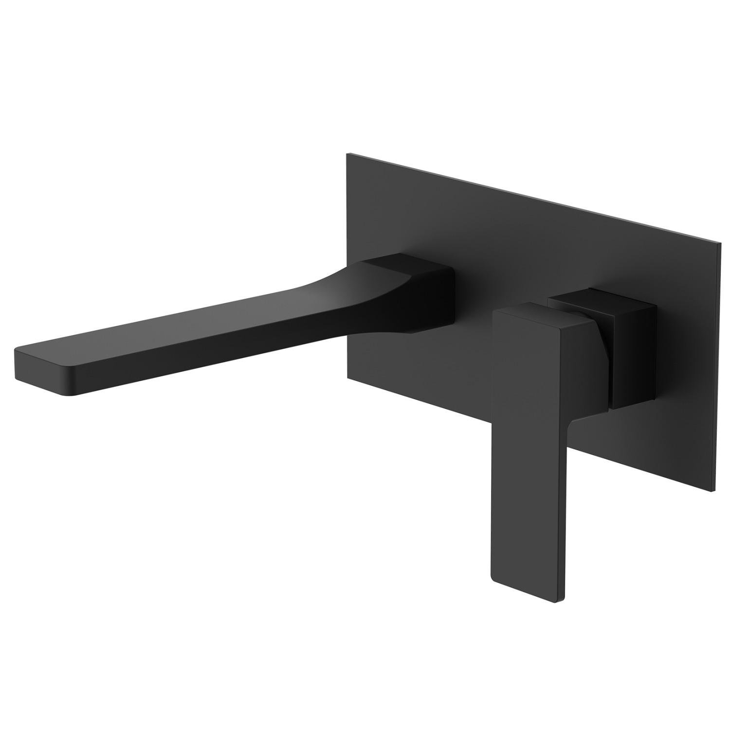 Змішувач для умивальника настінного монтажу Q-tap Gemini QTGEM273BLM45694 Чорний (235051)