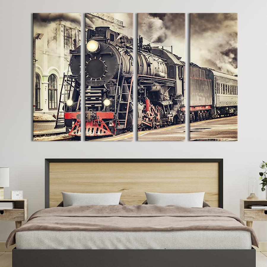 Картина модульная из 4 частей Старинный локомотив M 89x53 см (98-41)