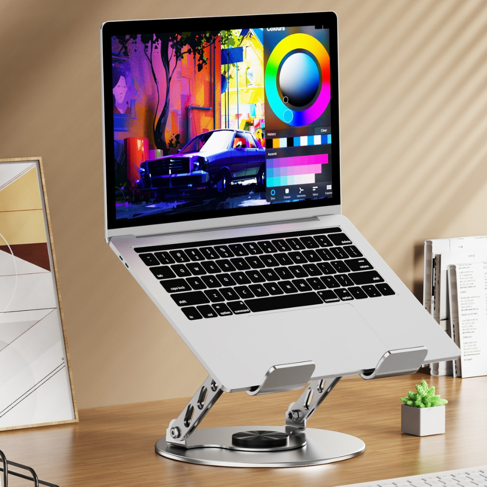 Подставка для ноутбука и планшета настольная для гаджетов с поворотом на 360 Серый - фото 3 Подставка для ноутбука и планшета настольная для гаджетов с поворотом на 360 Серый - фото 3