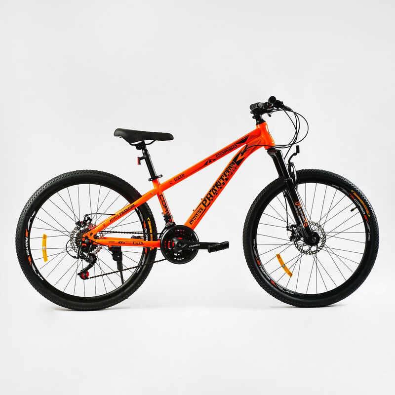 Велосипед спортивный Corso PHANTOM 26" 21 скорость стальная рама 13" переключатели SunRun Orange (138167)