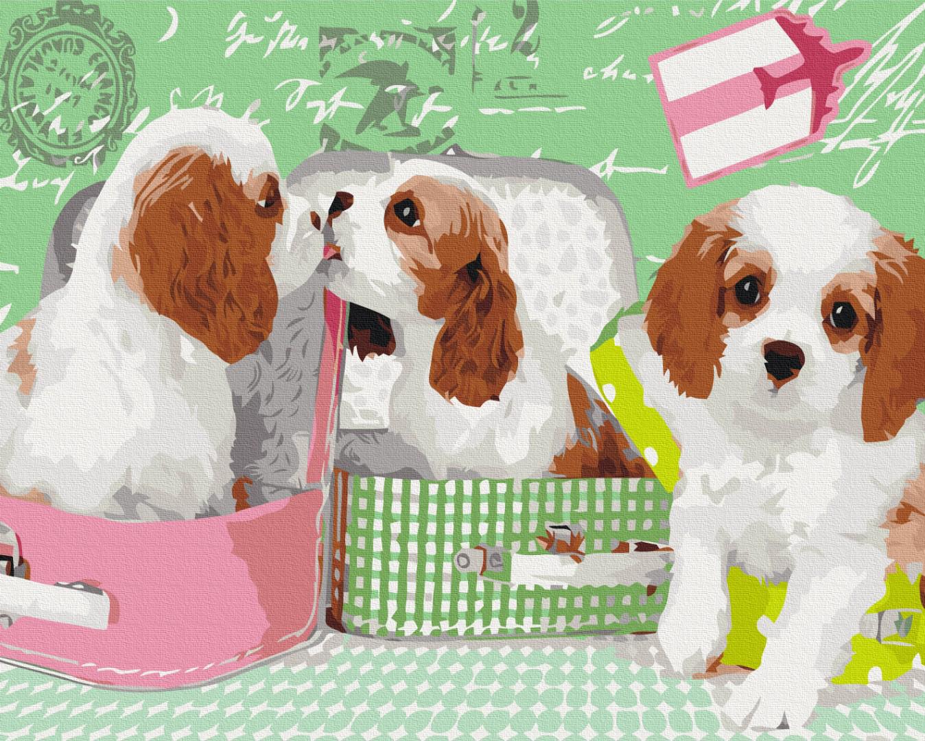 Картина по номерам Brushme Премиум Милые щеночки в чемоданах 40x50 см (PBS25358)