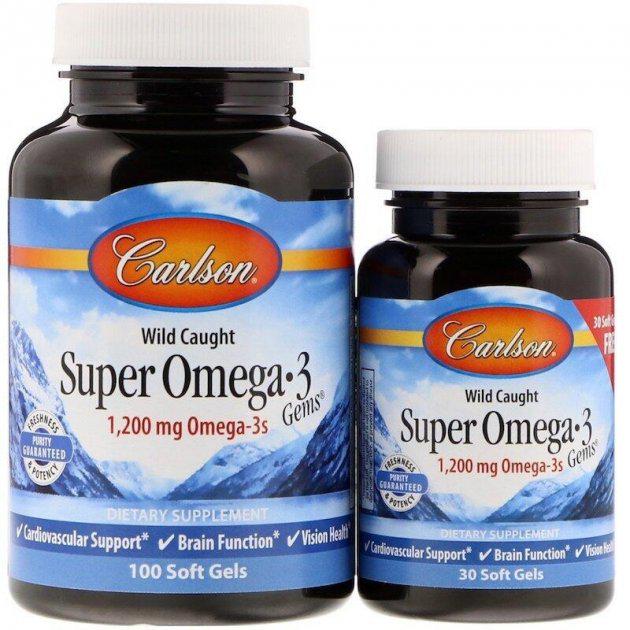 Жирные кислоты Carlson Labs Super Omega-3 1200 мг 100 30 капсул (262809436)