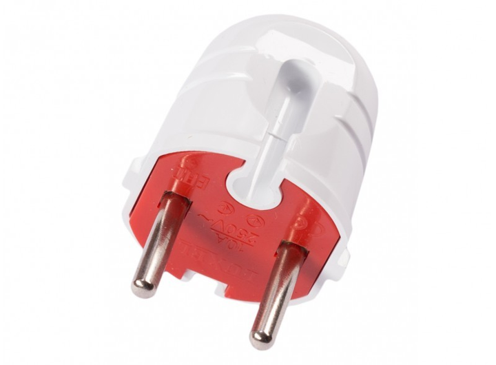 Вилка без заземления Luxel 1001 10А Белый (433)