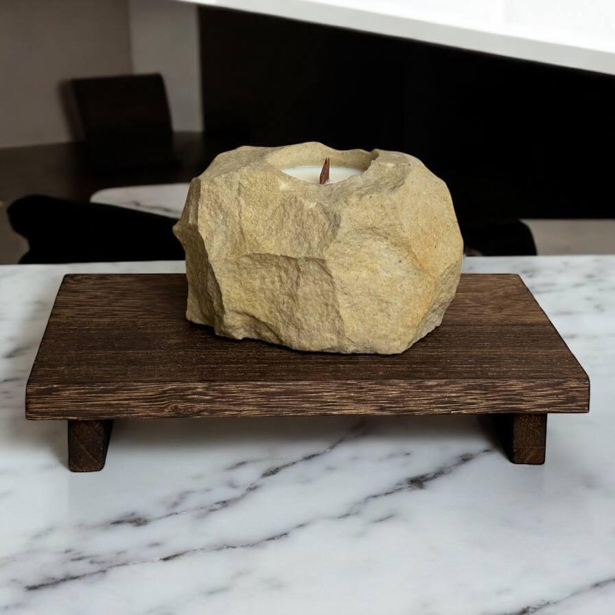 Аромасвечка в чаше из бежевого песчаника М