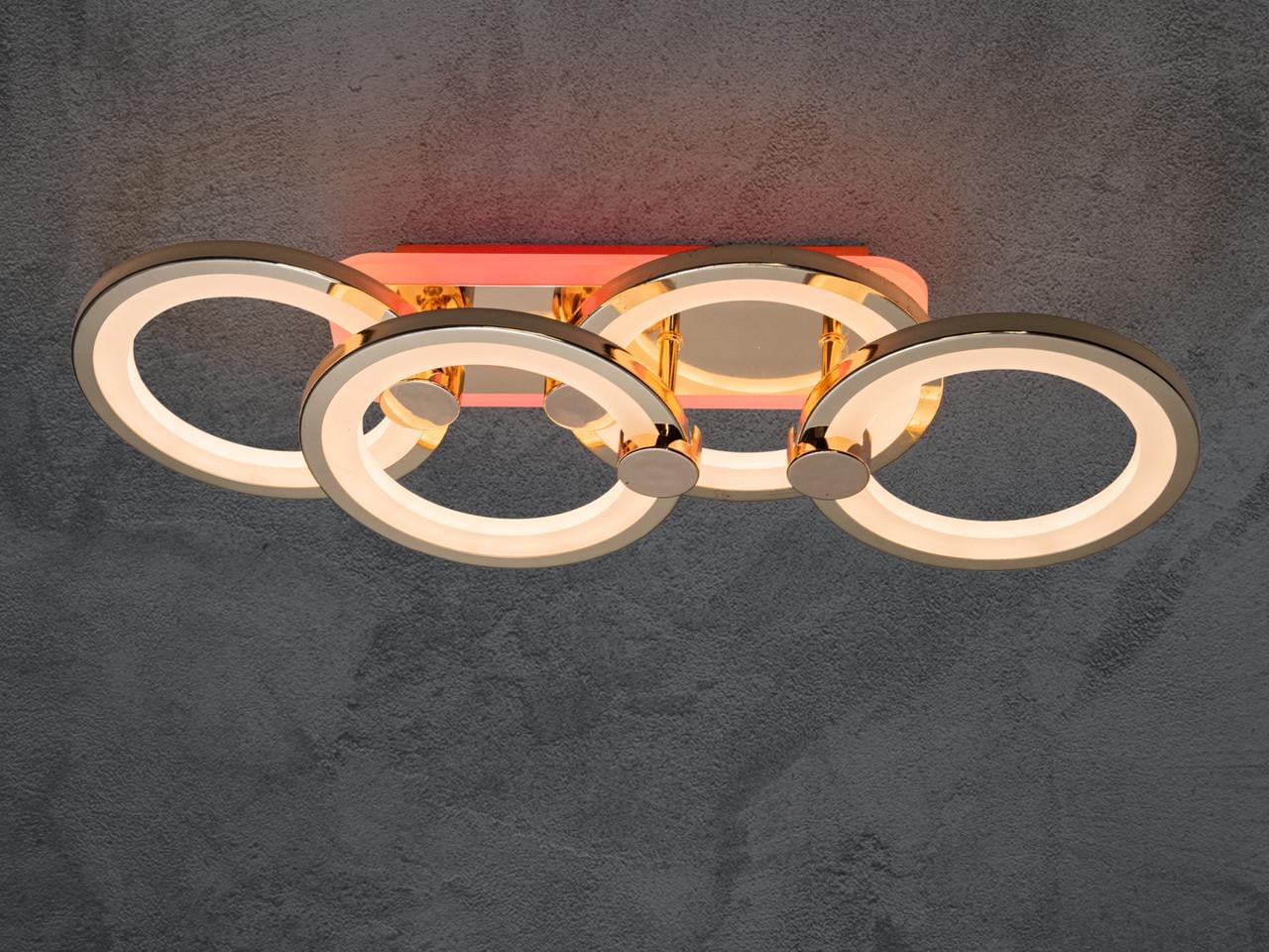 Люстра светодиодная с четырьмя кольцами для гостиной H8022/2+2G LED 3color Золотой (2667336372)