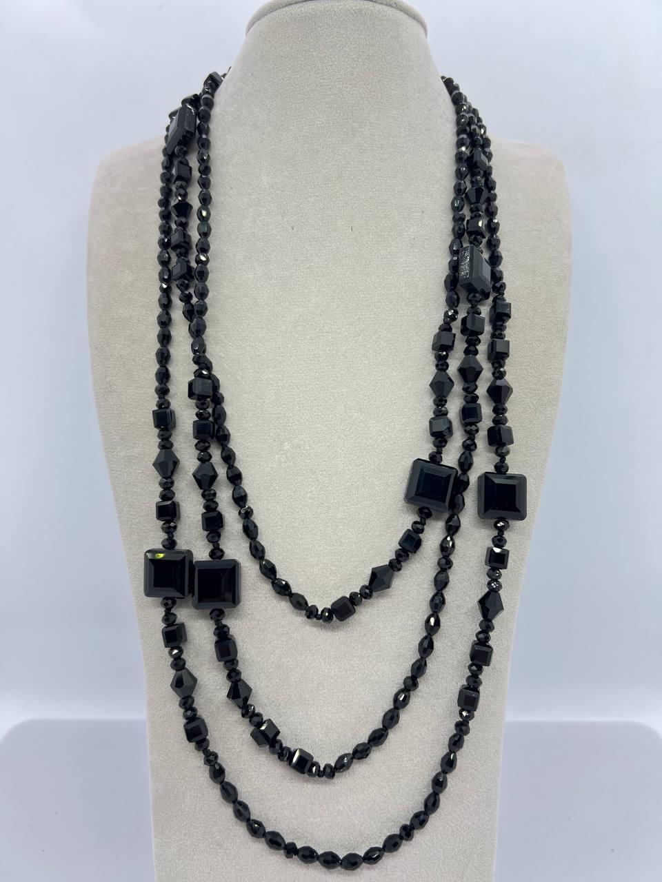 Бусы стекло 174 см Черный (11102)
