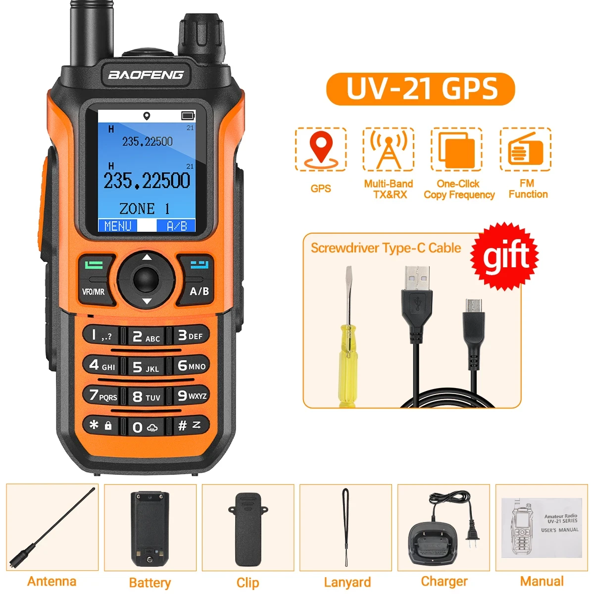 Рация Baofeng UV-21 PRO V2 зарядка type-C до 20 км. - фото 2