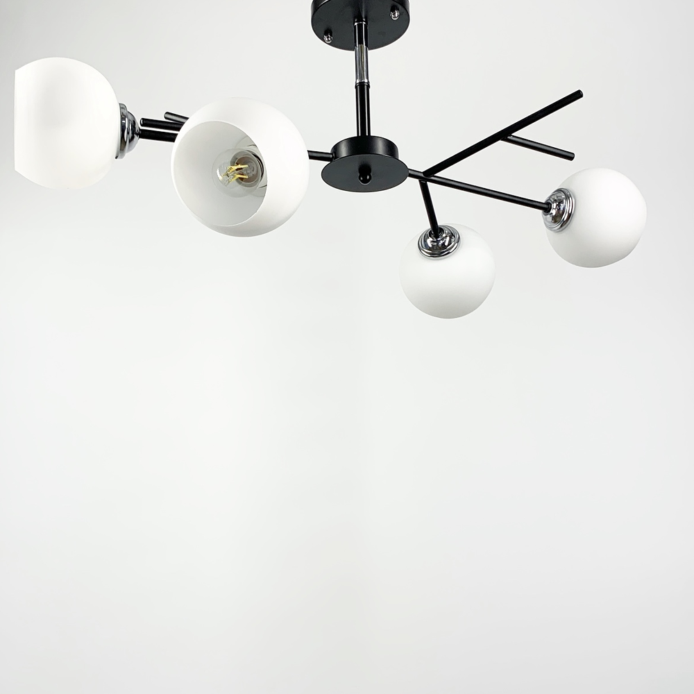 Люстра потолочная Lighthouse LNF-17513/4 BK WT с белым плафоном Черный