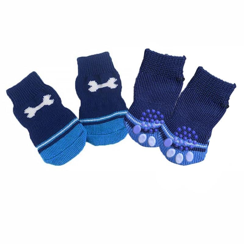 Носки для собак Lesko DT812 Кость с нескользящими накладками L Синий (2401819690)