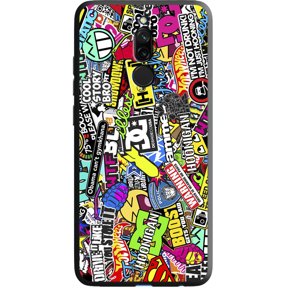 Чехол Boxface Xiaomi Redmi 8 Multicolored Inscriptions Черный силикон (38411-up880-38679)