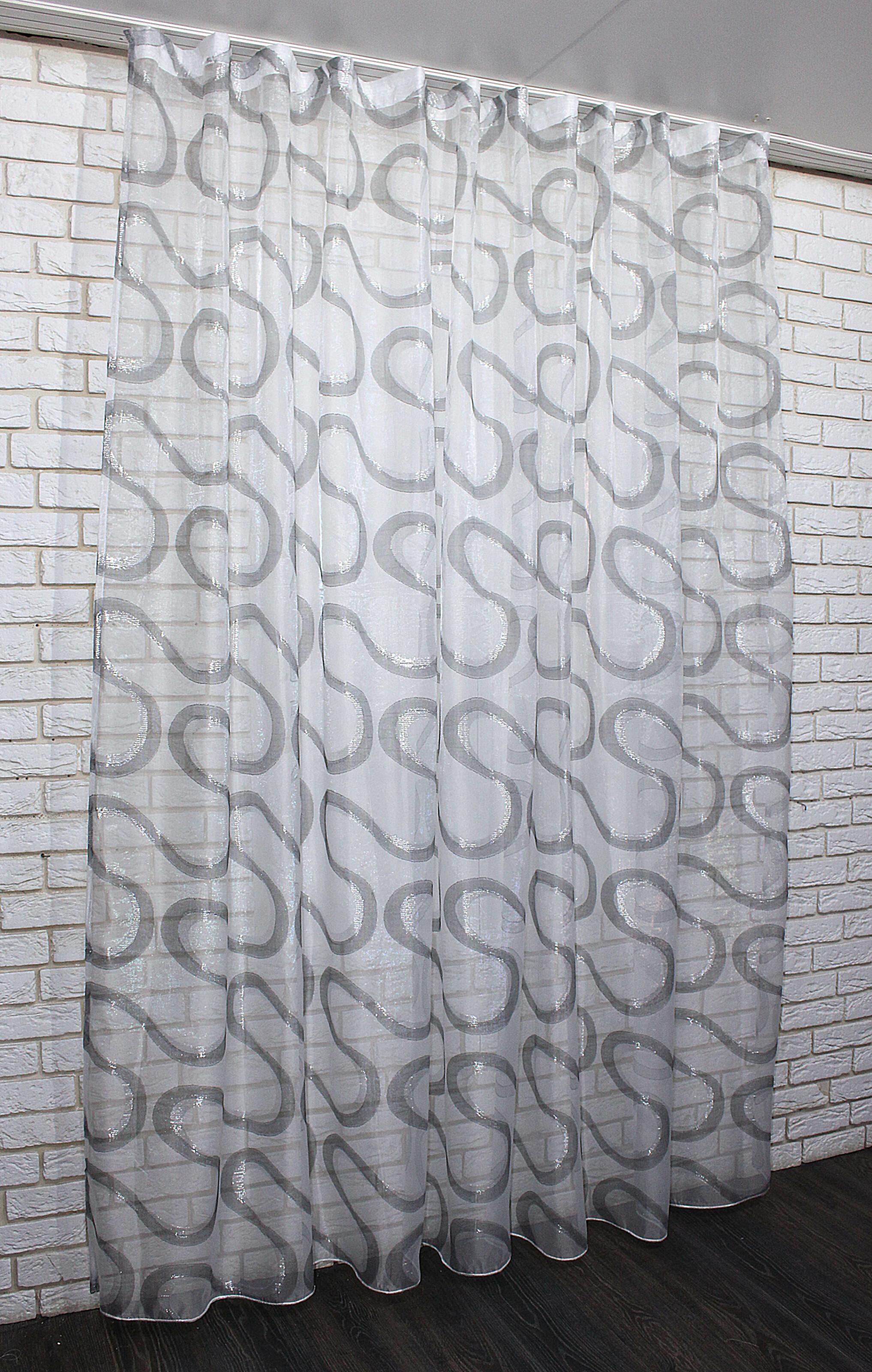 Тюль VR-Textil 919т органза с нейлоновой вышивкой 300х250 см Светло-серый/Черный/Серебристый (40-695)