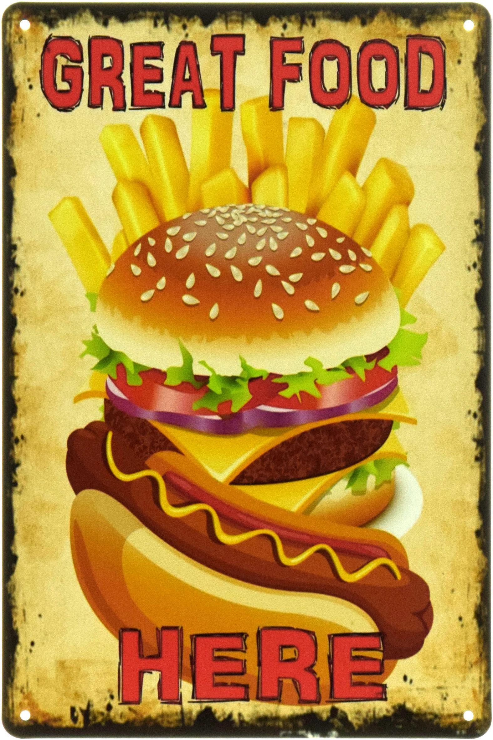 Табличка металева "Great Food Here" 20x30 см (ms-104432)