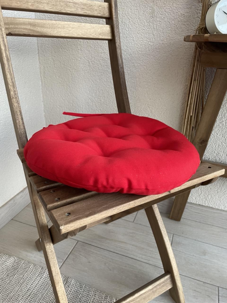 Подушка на стул с завязками круглая Color 40х40х5 см Красный - фото 2