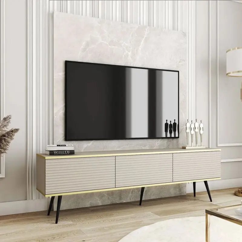 Тумба ТВ Perfect Home RTV175 MDF 175х53х32 см черные ножки Бежевый (26436260)
