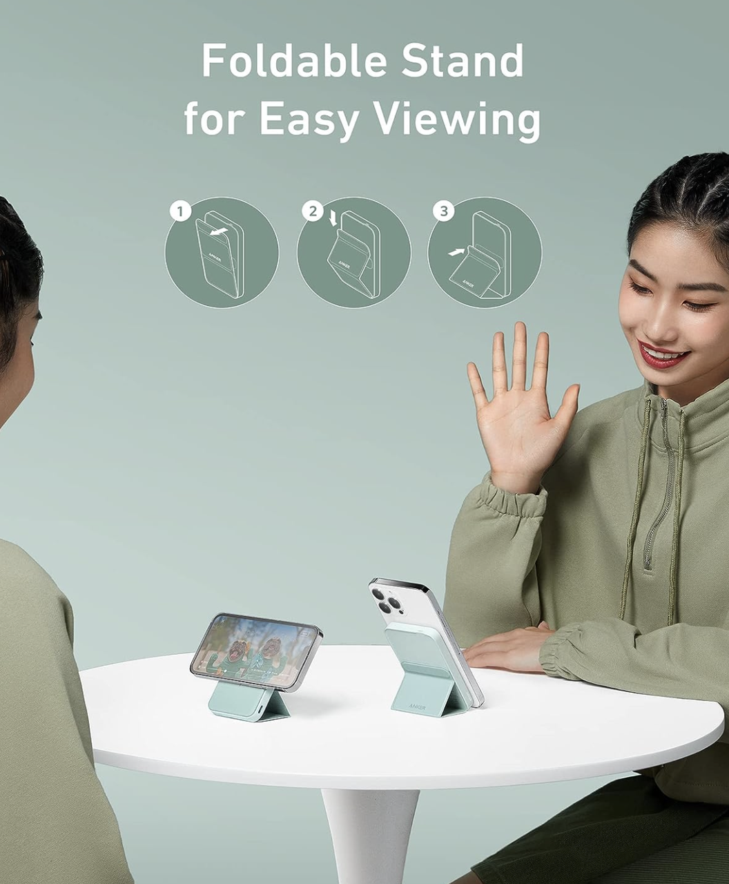 Повербанк з підставкою Anker 622 Magnetic Magsafe iPhone 16/16 Pro/16 Pro Max iPhone 15/14/13/12 Series 5000 mAh Green (2083974091) - фото 5