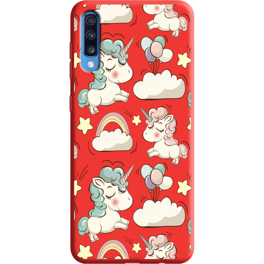 Чехол Boxface Samsung A705 Galaxy A70 Unicorns Красный силикон (36860-cc2-37425)