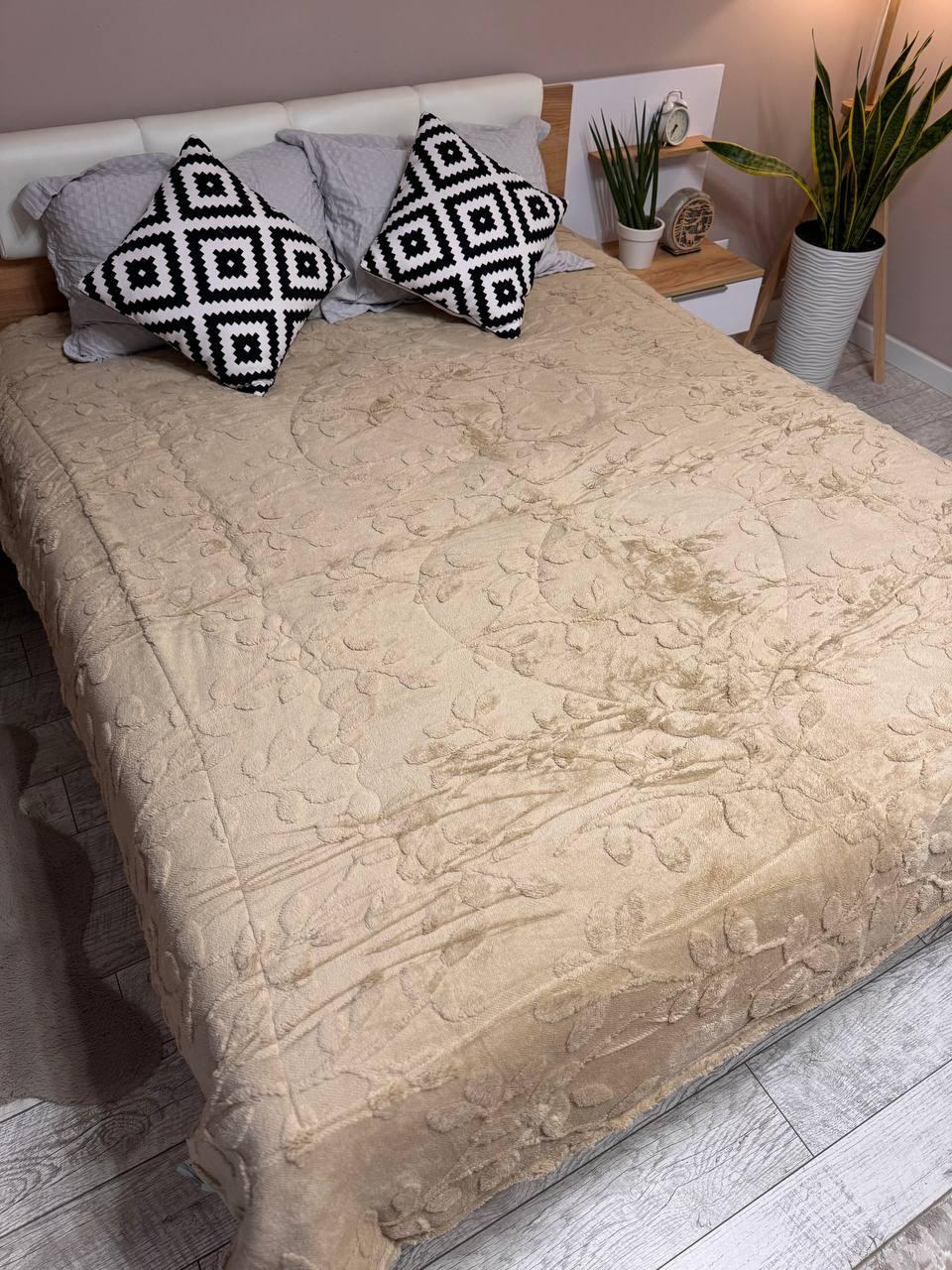 Плед-одеяло велюровый Koloco 200х230 см Бежевый (Д-Al-pled-kovdra-001-01)