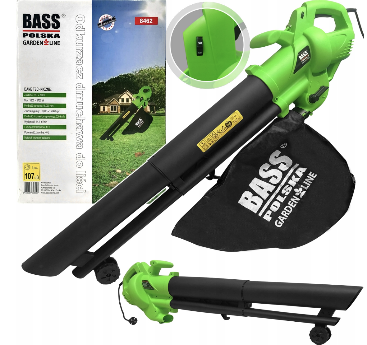 Воздуходувка электрическая 3700 Вт Bass Polska 8462 мешок 40 л (30274222) - фото 6