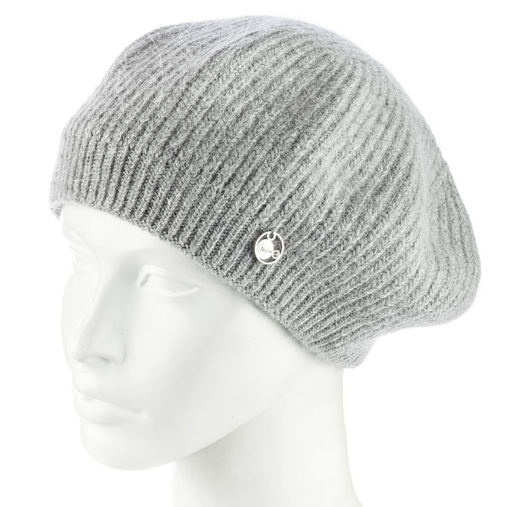 Берет женский ангоровый Atrics WH911 с узором двойной серый
